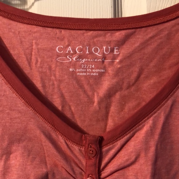 NWT Cacique Sleepwear Short Sleeve Rose Tee 22/24 - Picture 2 of 4